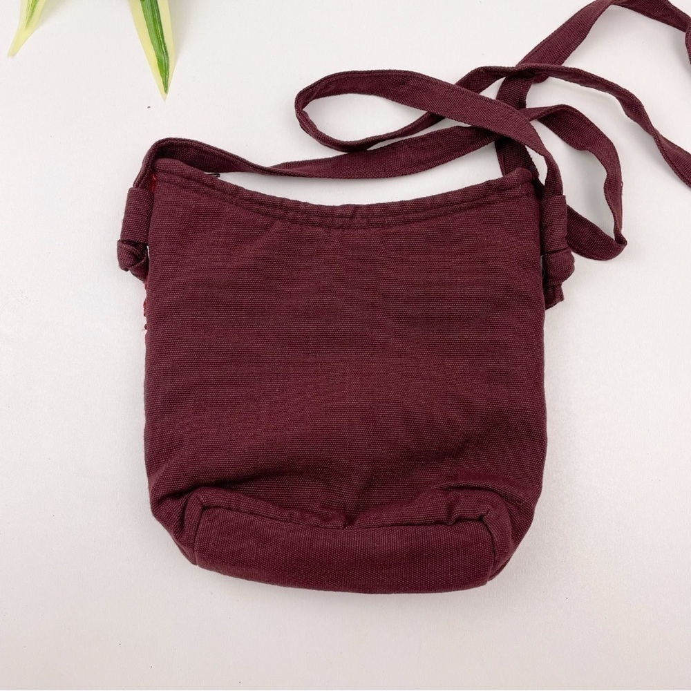 Altiplano Boho Embroidered Crossbody Bag Floral Canvas Purse Burgundy Red Green - Picture 2 of 6